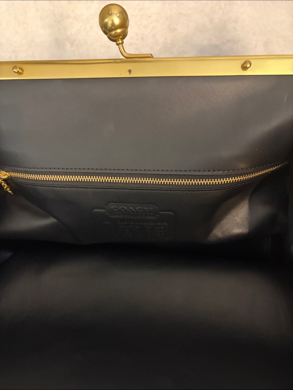 Coach Black Leather Frame-Clasp Clutch with Gold Hardware - Picture 6 of 7